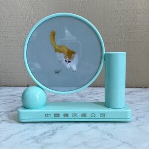 Vintage Chinese Double Sided Silk Embroidered Cat Decor